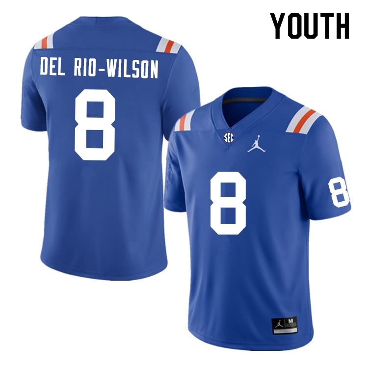 Youth NCAA Florida Gators Carlos Del Rio-Wilson #8 Stitched Authentic Nike Blue Throwback College Football Jersey RGX8765ON